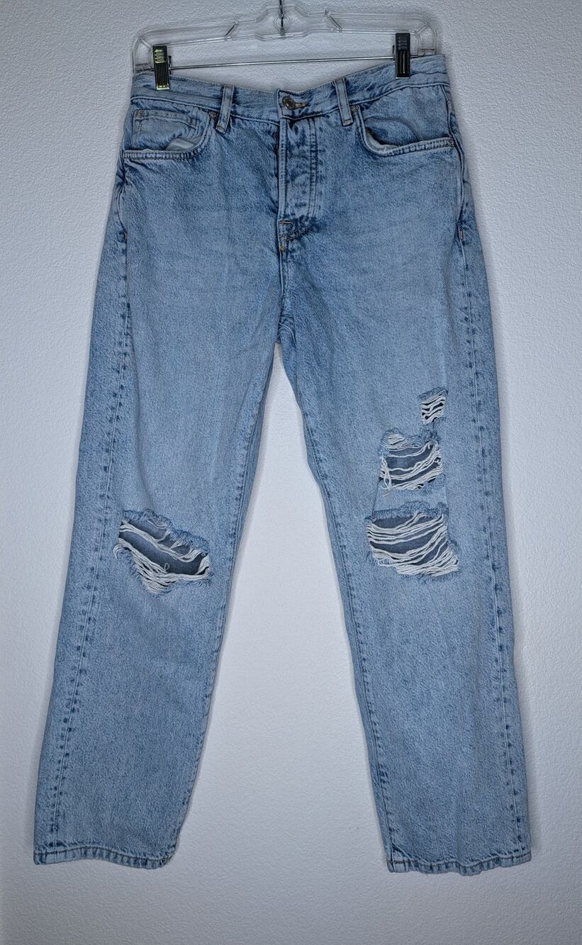 Free People We the Free Women's Distressed Light Straight Jeans 27 Boho Chic